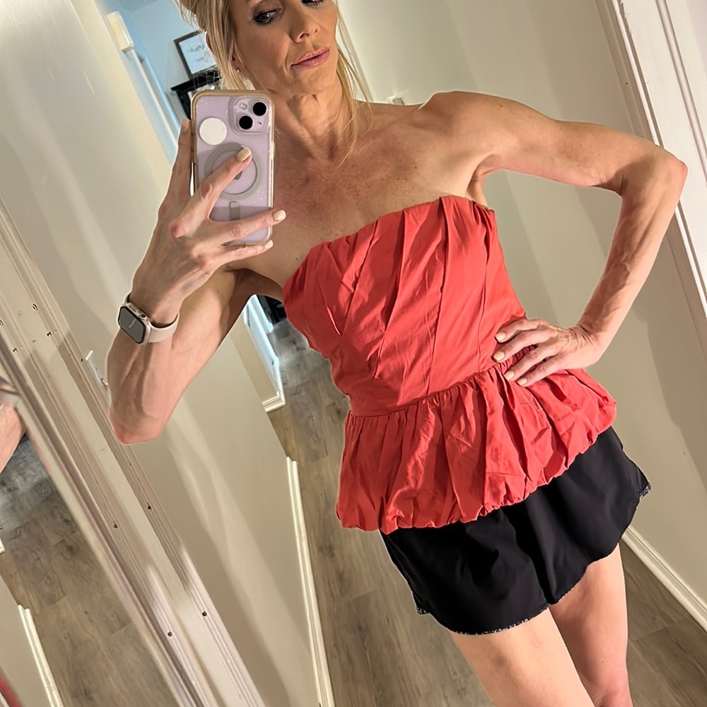 Tracy Reese New York Coral strapless top with bubble at bottom for coverage